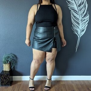 Shein Black Pleather Skort